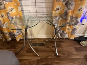 Pair of Modern Round Glass End Tables – Matching Side Tables (Set of 2)