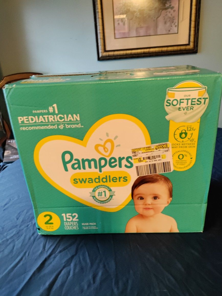 Box Baby Size 2 Diapers And Lots Of Wipes $60 For All
