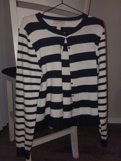 Banana Republic Black & White Striped Button-Front Cardigan Size XL