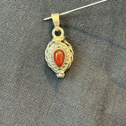 Sterling Silver Carnelian Poison Pendant New