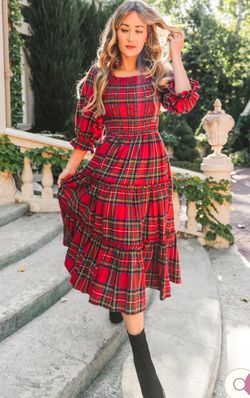 Ivy City Madeline Dress In Holiday Plaid