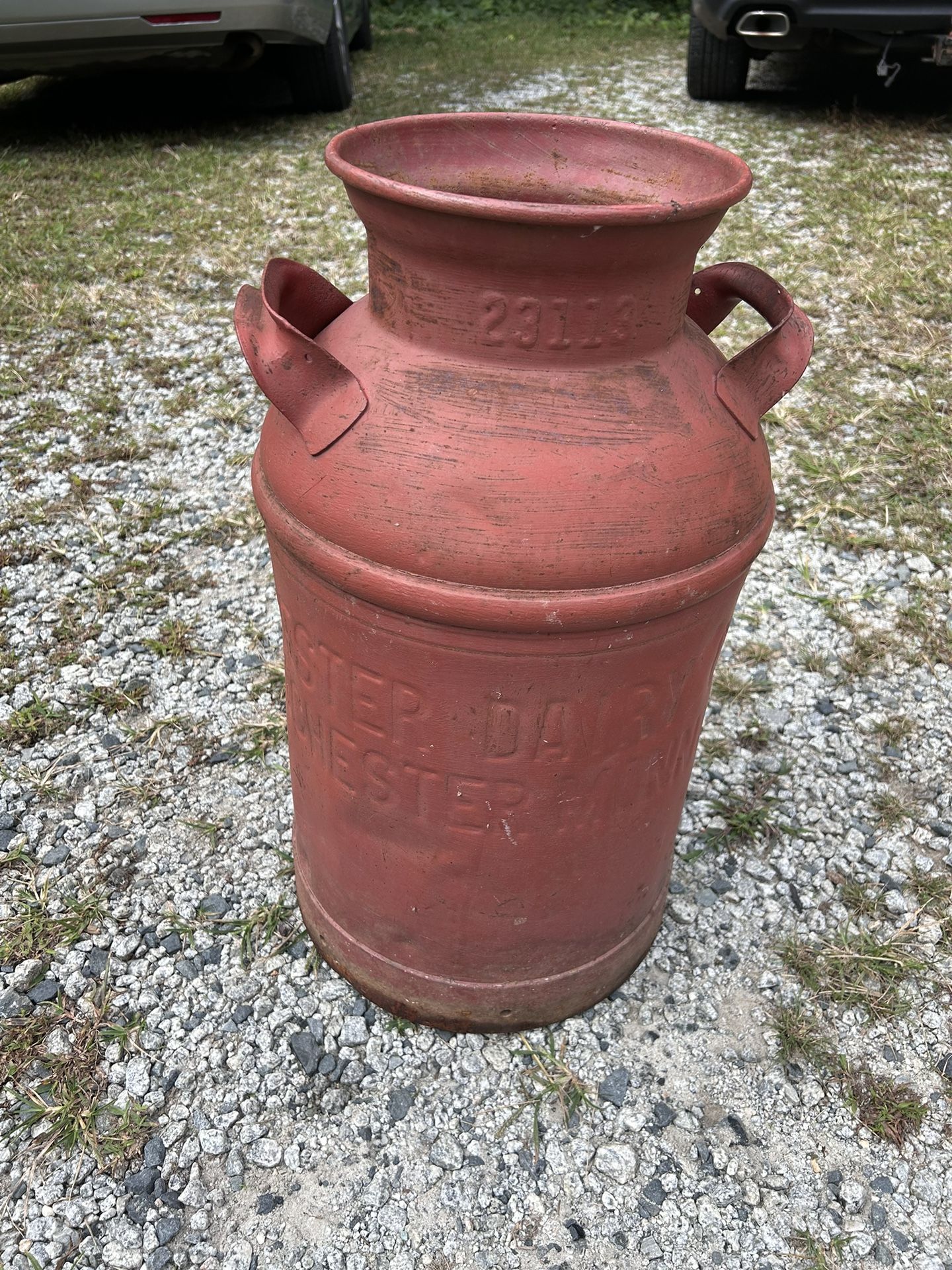 Antique Large Red Milk Can by Rochester Dairy Co-Op