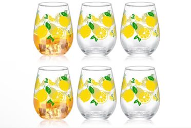 (6) Lemon Wine Glass Set