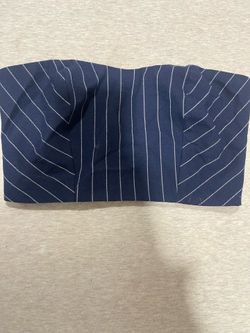 Stripe blue and white tube top