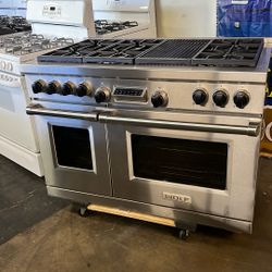 WOLF 48”WIDE DUAL FUEL RANGE STOVE IN STAINLESS STEEL WITH GRILL 