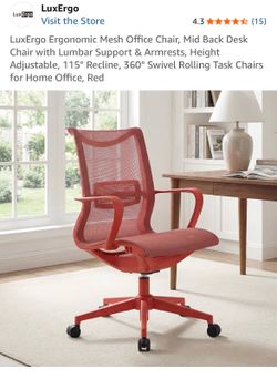 Red LuxErgo Ergonomic Mesh Office Chair