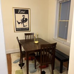 Solid Wood Dinning Set Rectangle Table and Three Chairs