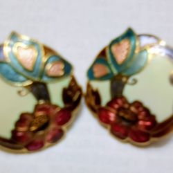 Vintage 1987 Cloisonne earrings