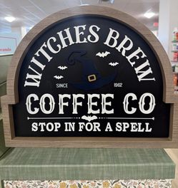 Witches Brew Coffee Co Halloween Decorative Sign
