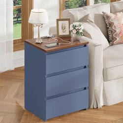 Nightstand Set of 2, 26" H Night Stand with Charging Station
