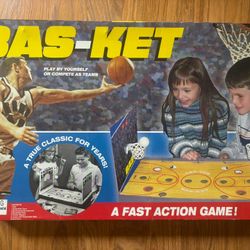Vintage 2004 Cadaco Basketball Bas-ket  Action Board Game works Good. Great Game For 1 Or 2 Players … Get The Ball Through The Hoop And Score. 