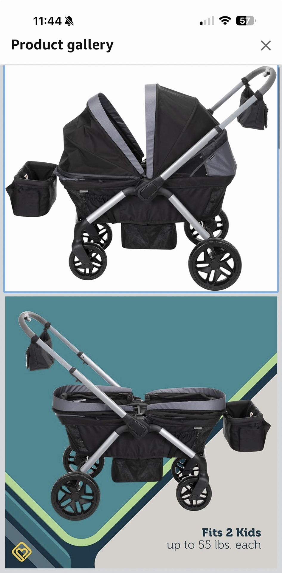 Safety 1st Summit Wagon Stroller for 2 Kids with Removable Tray in High Street. Used it twice, kids don’t like sitting in a stroller thought wagon wo