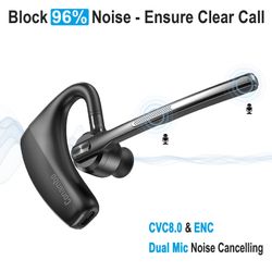 Conambo 2024 Upgraded K10C Bluetooth Headset V5.2, Wireless Headset with CVC8.0 Dual Mic Noise Cancelling 16Hrs Talking Single Ear Bluetooth Earpiece 
