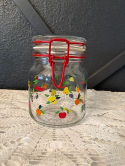 Glass Canister Jar with Fruit Print