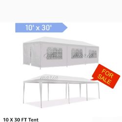  10'x 30' White Gazebo Wedding Party Tent Canopy with 6 Windows & 2 Sidewalls-8
