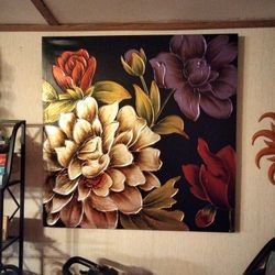 Beautiful Flowers Oil On Canvas