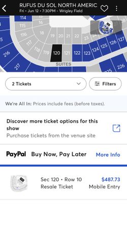 Rufus Du Sol Tickets (6/12 @ Wrigley)