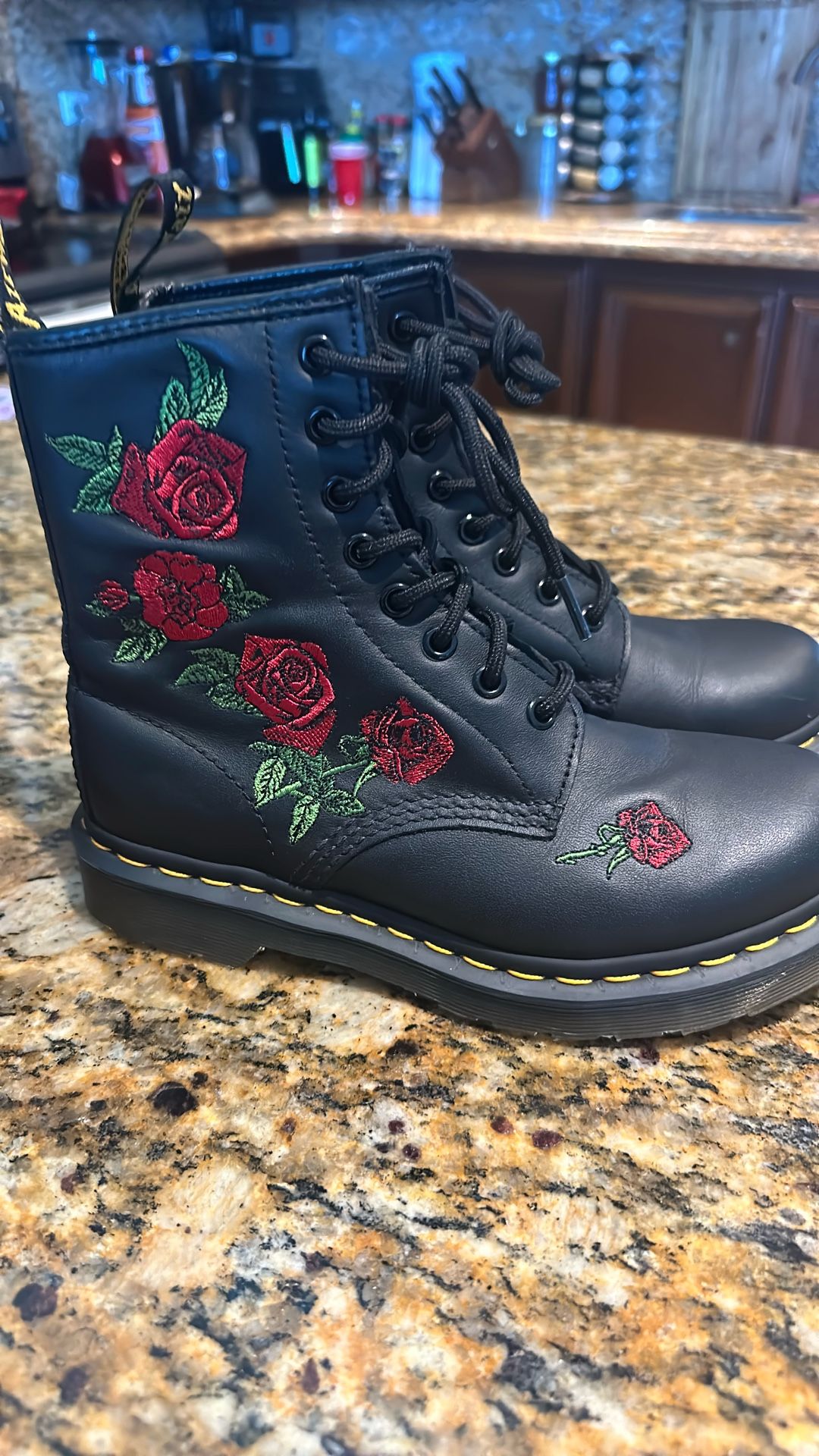 Martens Rose Embroidered Boots – Size Women's