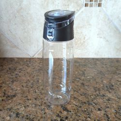 Clear Water Bottle with Black Lid & Handle