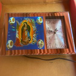 VTG Cosmic Light Our Lady Of Guadalupe Clock Works 