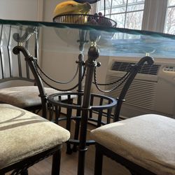 Round Glass Dining Set - Dining table and 3 chairs