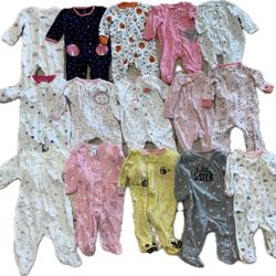 Baby Girls Winter Bodysuit Size 0-3 Months Lot Of 15 Pcs. Different Brands  