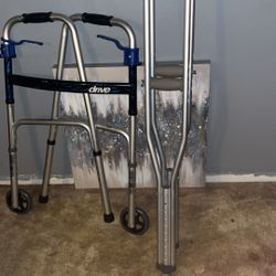 A Walker And Crutches