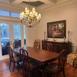 Beautiful Formal Dining Room Set with Buffet & Custom Chairs – Excellent Condition