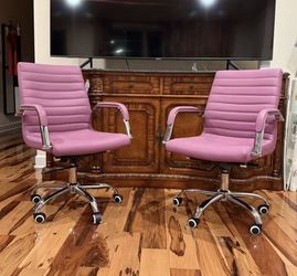 2 Office Chairs with Arms 360°, faux Leather Office Executive Chair, Rocking and swivel.Vanity chair.