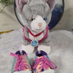Build-A-Bear Workshop Promise Pets Grey & White Cat Plush Heterochromia Eyes