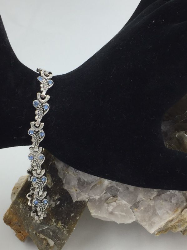 925 STER Silver Blue Stone Bracelet 7”