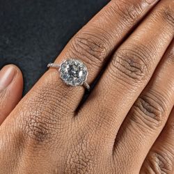 Certified 1 CT Moissanite Halo Ring – Sterling Silver (S925), Size 7