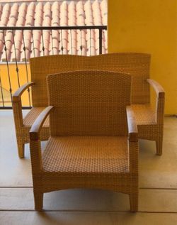 Gloster teak & woven outdoor patio set- Plantation Collection