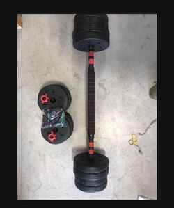 workout dumbbell plates barbell set sale weight lifting 85LB total weight. 