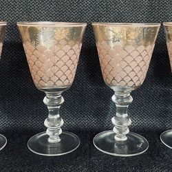 Set/4 Anthropologie Patina Vie Renesse Pink  Wine Glasses