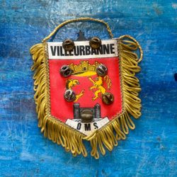 Vintage Villeurbanne France Souvenir Pennant w/ 6 Pins – Cycling, Paratrooper, Scooter butterfly clasp