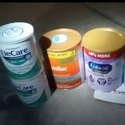 2 Elecare Animino Acid Based14.1oz,1Enfamil23oz,1Enfamil 27.4oz,1Similac27.4oz,1SimilacAlimentum