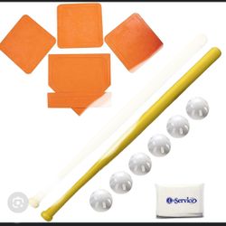 NEW WIFFLE Ball 6 Baseballs Official Size - 6 Pack Ball 32" Bat BSN Orange Throw Down Bases (5 Piece)