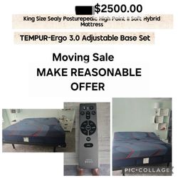 Sealy Posturepedic King Mattress & Tempur-Ergo Adjustable Base