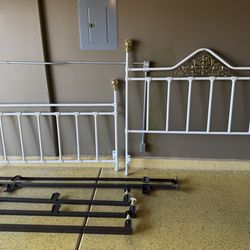 Vintage queen, iron & brass bed