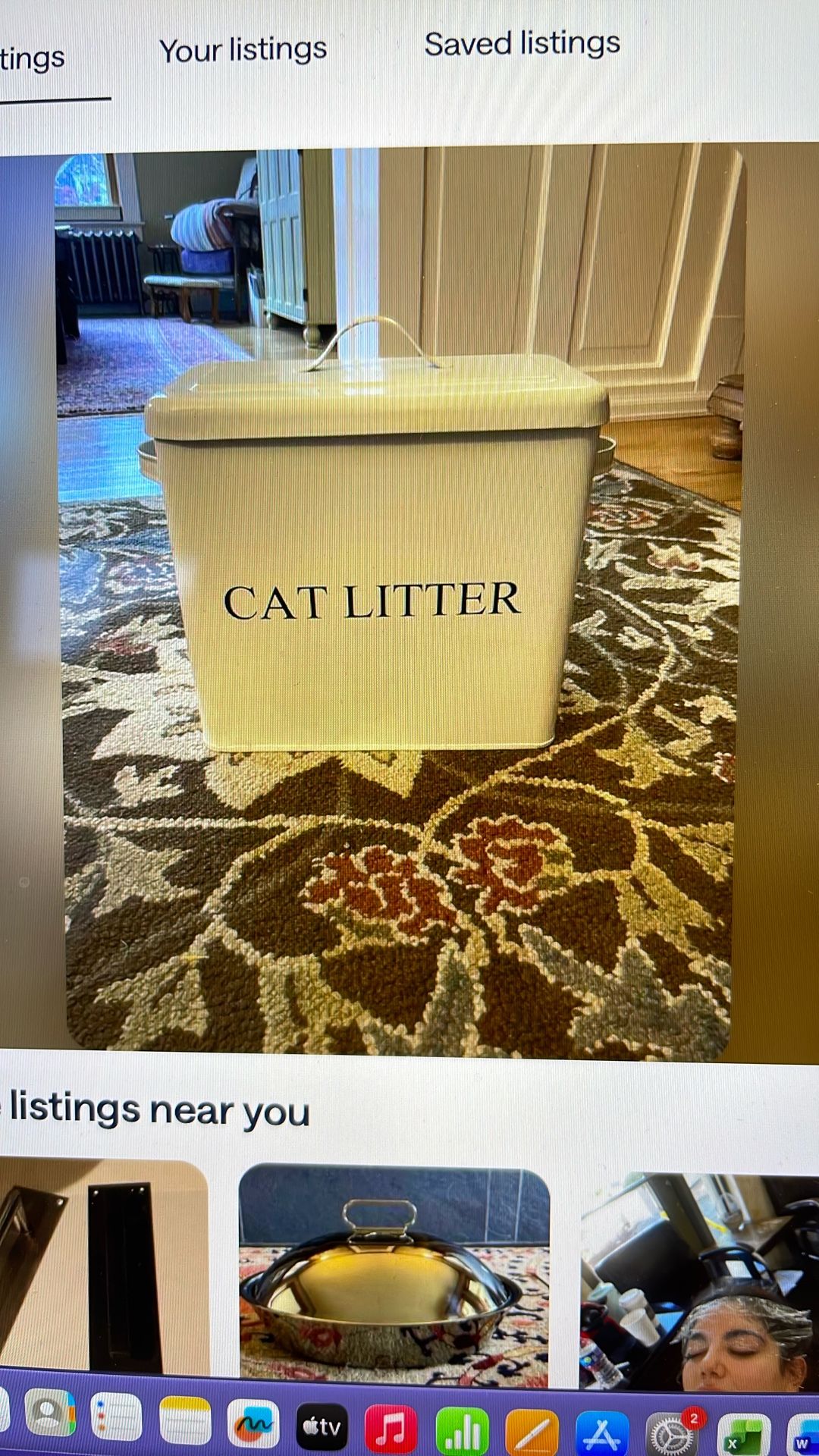 Storage bins for fresh cat litter, and used litter items are used but clean