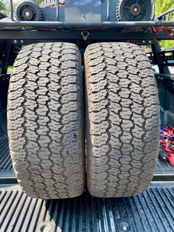 2) 275/55/20 Goodyear Wrangler All Terrain Adventure Kevlar Tires.  Tread measures 9/32  DOT 1424  $200 for Both  I carry other sizes as well