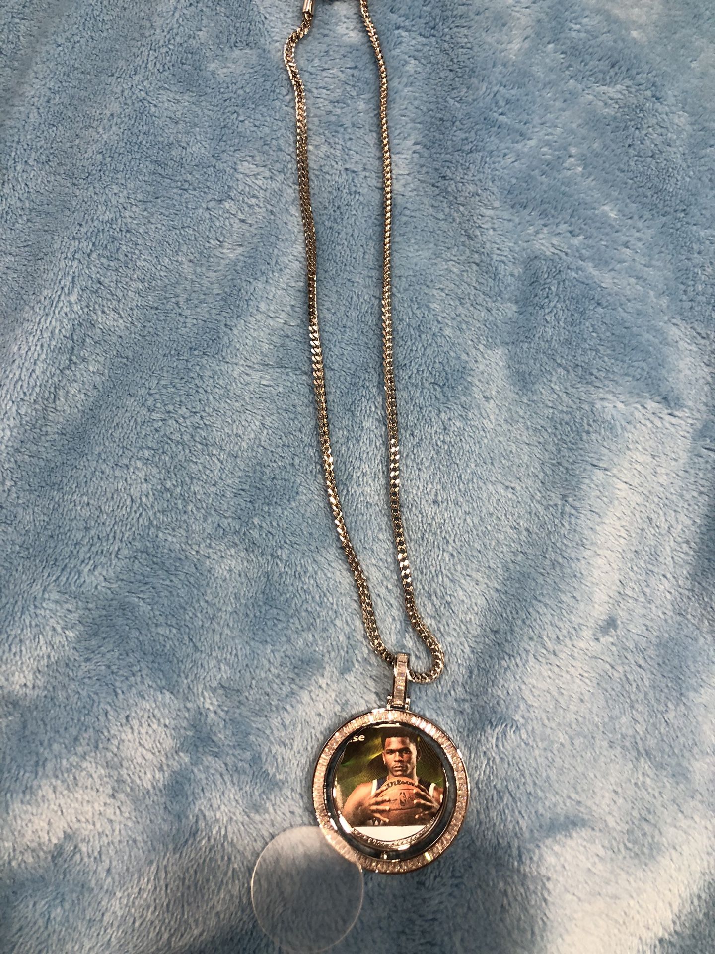 Double sided Baguettes memory pendant And Chain 