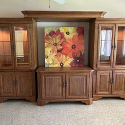 Large Entertainment Center with Lighted Shelves
