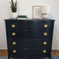 Black Bow-Front Dresser/Credenza | Designer-Style Statement Piece