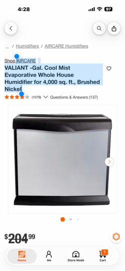 AIRCARE VALIANT -Gal. Cool Mist Evaporative Whole House Humidifier for 4,000 sq. ft., Brushed Nickel