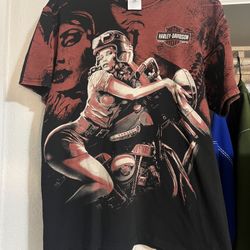 Harley Davidson Graphic All Over Print T Shirt 