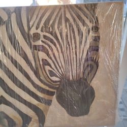 Zebra Canvas Painting  31 And 1/4 By 31 And 1/4