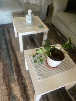 Set of 3 White Side End Tables