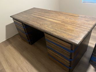 Solid Wood 6 Drawer Desk